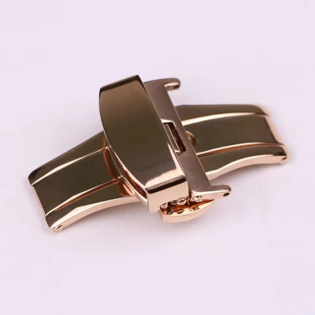 Solid case back with brushed thin double-press butterfly clasp, gold rose gold silver 10-22MM watch accessory al Solid case back with brushed thin double-press butterfly clasp, gold rose gold silver 10-22MM watch accessory al